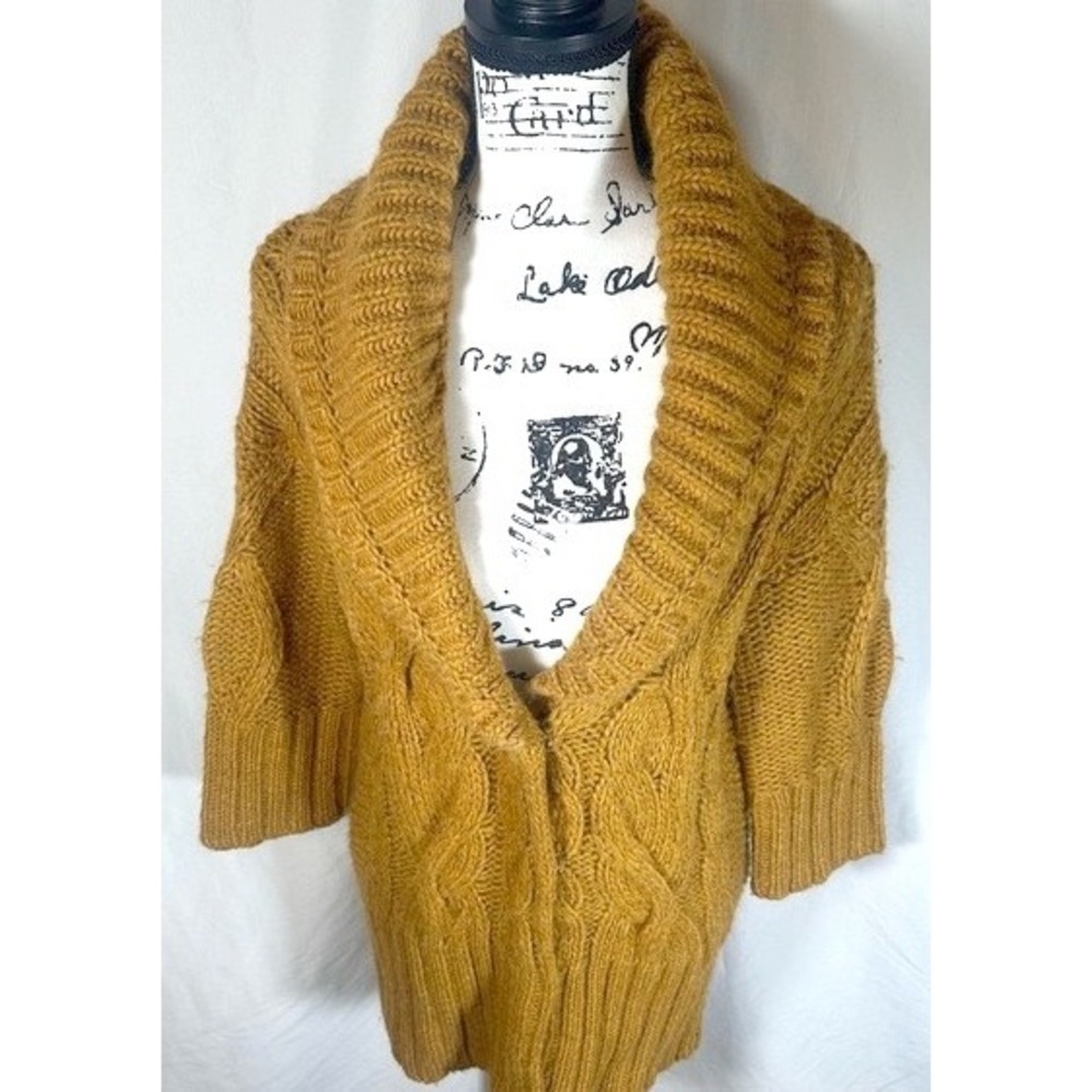 LOFT Ann Taylor Oversized Chunky Cable Knit Cardigan Sweater Womens S Wool Cozy - Picture 3 of 12